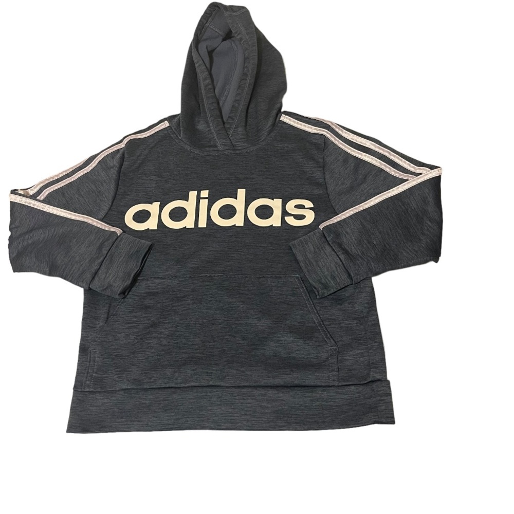 Adidas Hoodie Boys Small Gray‎ Lightweight Athletic Activewear Pullover Casual